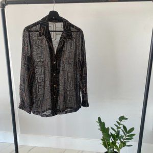 Black and Tan Sheer 70s Shirt